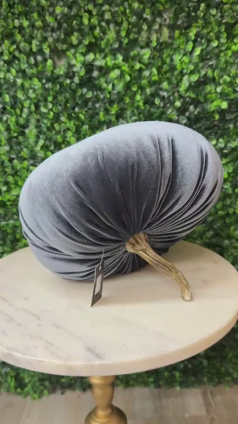 7.25 inch Slate Blue Velvet Stuffed Pumpkin