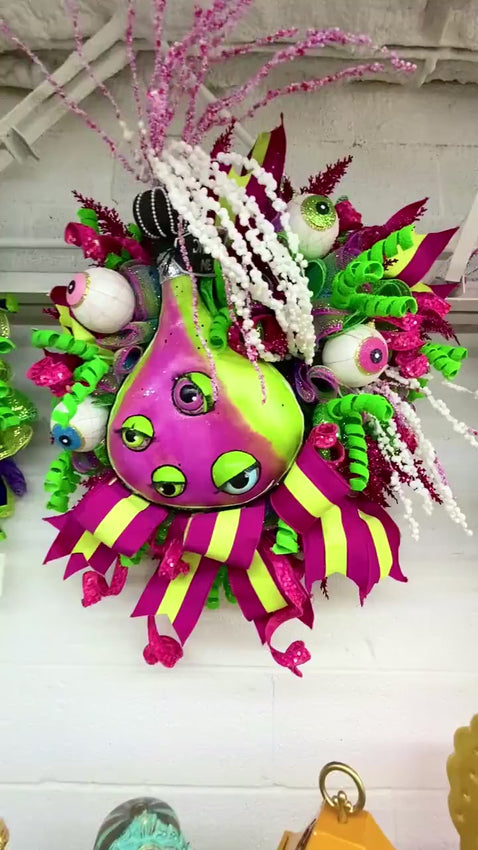 Halloween Wreath With Whimsical Exploding Potion Bottle