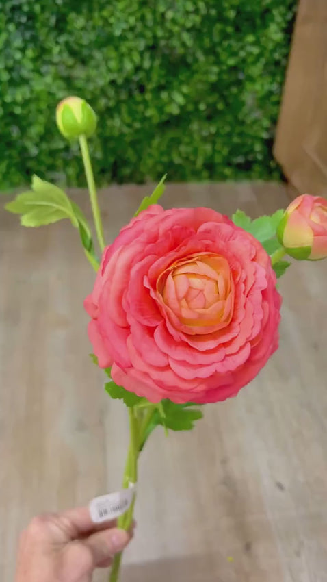 Salmon Pink  Real Touch Ranunculus Spray ~ 19 Inch