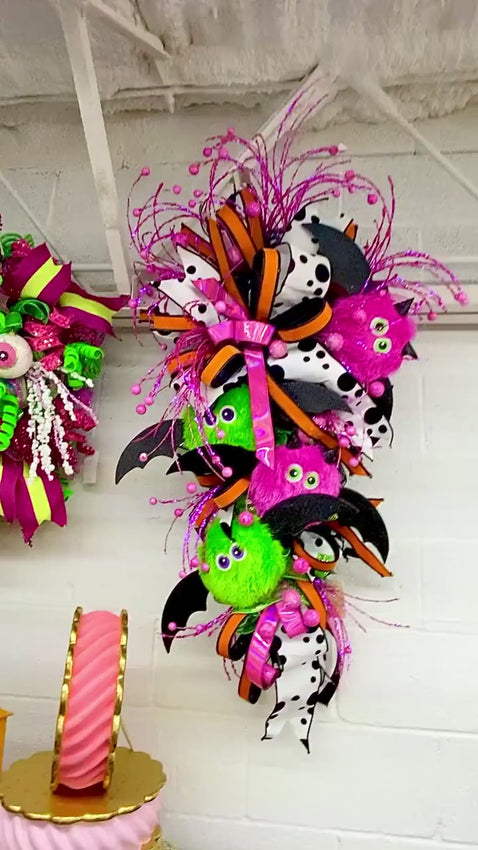 Halloween Wreath With Neon Bats