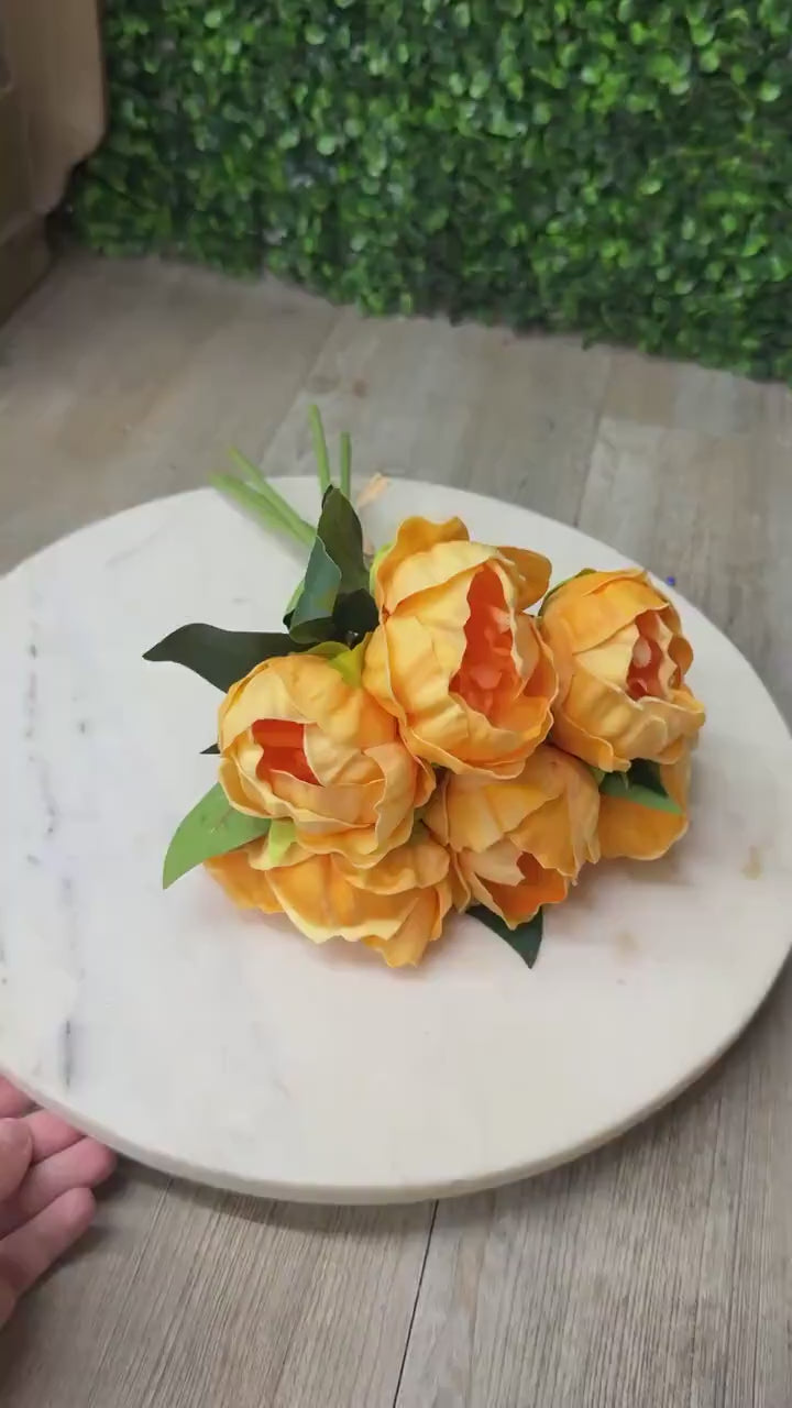 Peach Real Touch Peony Bundle ~ 12 Inch ~ 6 Stems