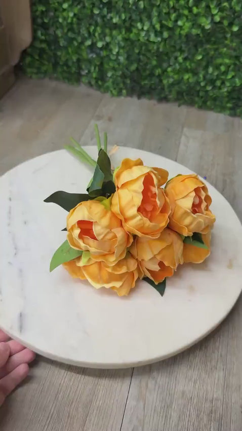 Peach Real Touch Peony Bundle ~ 12 Inch ~ 6 Stems