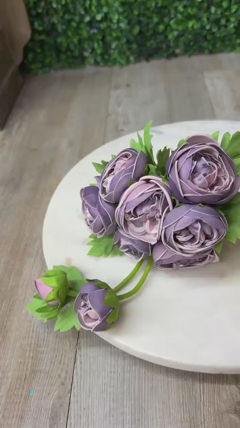 Purple Real Touch Ranunculus Bundle ~ 10 stems ~ 15 Inch