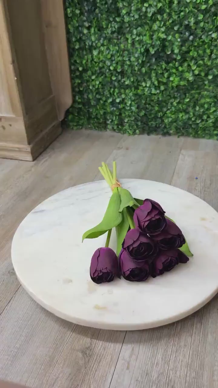 Dark Purple Real Touch Tulip Bundle - 6 Stems - 13 Inch