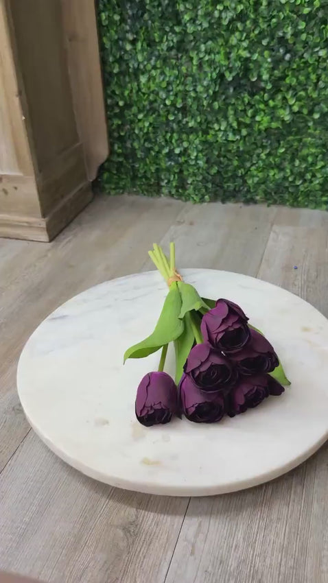 Dark Purple Real Touch Tulip Bundle - 6 Stems - 13 Inch