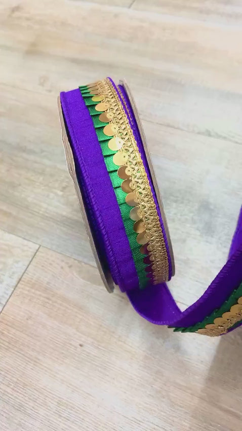 1 inch Mardi Gras Festive Frills Ribbon- 10yards - Wired