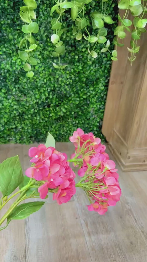 Coral Pink Hydrangea Spray ~ 3 flowers ~ 27inch