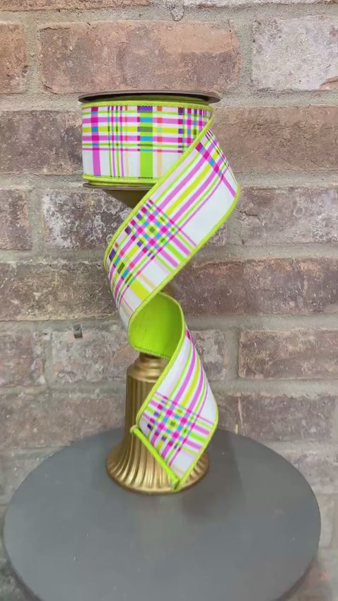 2.5 inch Colorful Stripe Plaid Ribbon ~ 10 yards ~ Wired ~ NO TWO ALIKE