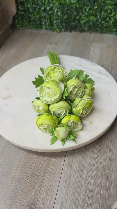 Green Real Touch Ranunculus Bundle - 10 stems - 15 inch