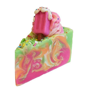 Rainbow Sherbet Soap Cake Slice