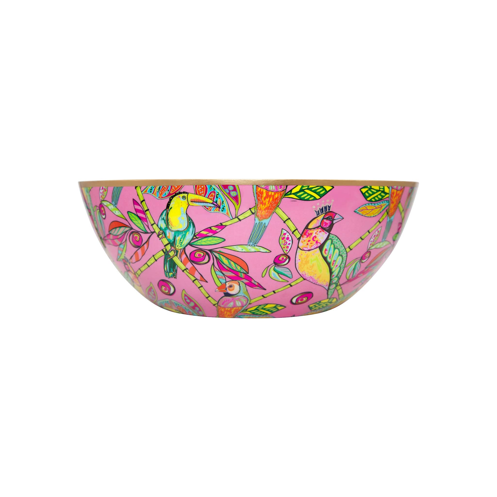 Bamboo Birds Enameled Bowl