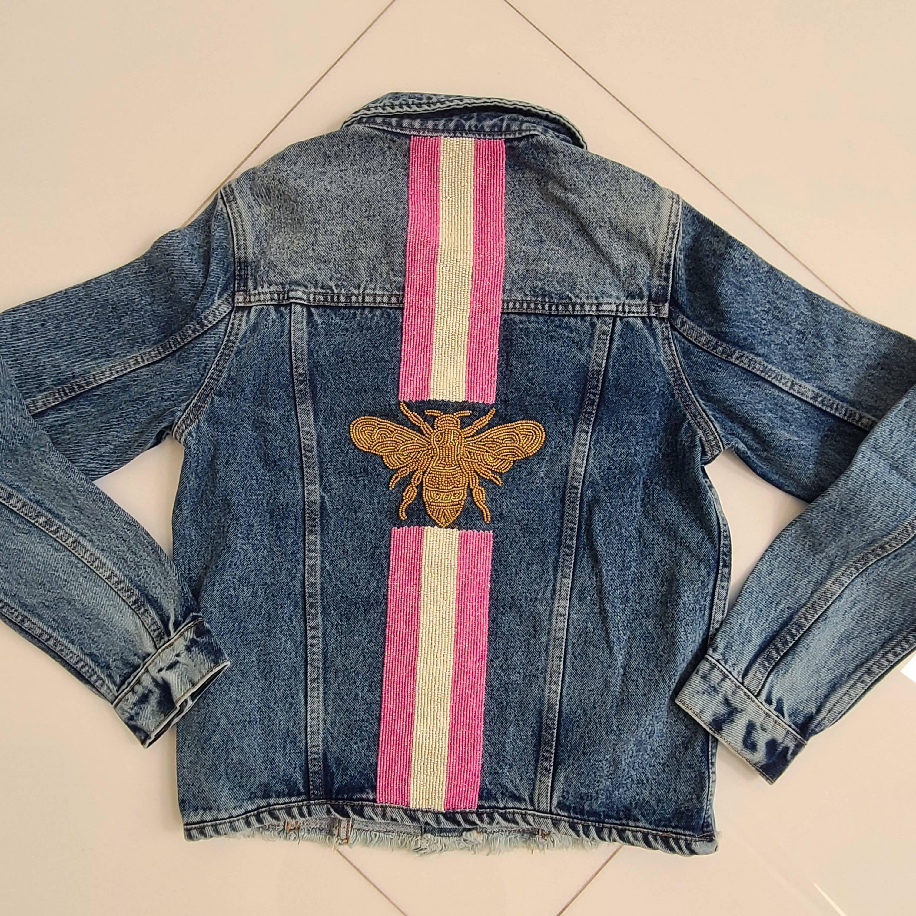 Beaded Bee Denim Jacket - XL