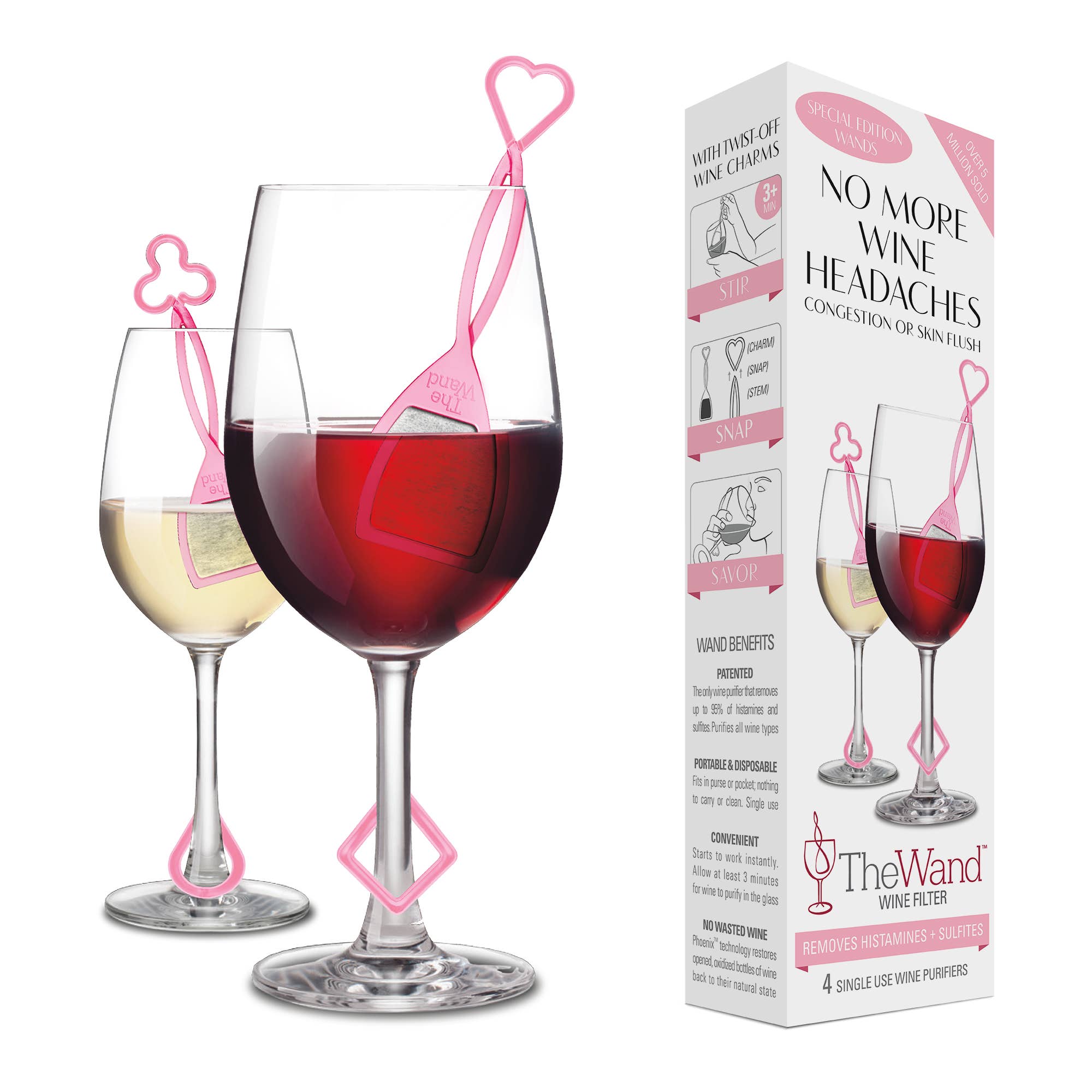 The Wand™ Wine Purifier 4-Pack, Pink (Promo Price)