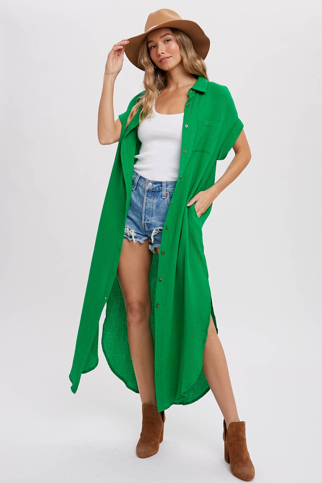 Perfect With Pockets Green Dress/Duster