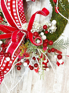 Christmas Wreath, Christmas wreath for front door, Mantle wreath, Christmas decor, Traditional Christmas decor,  Housewarming, Gift
