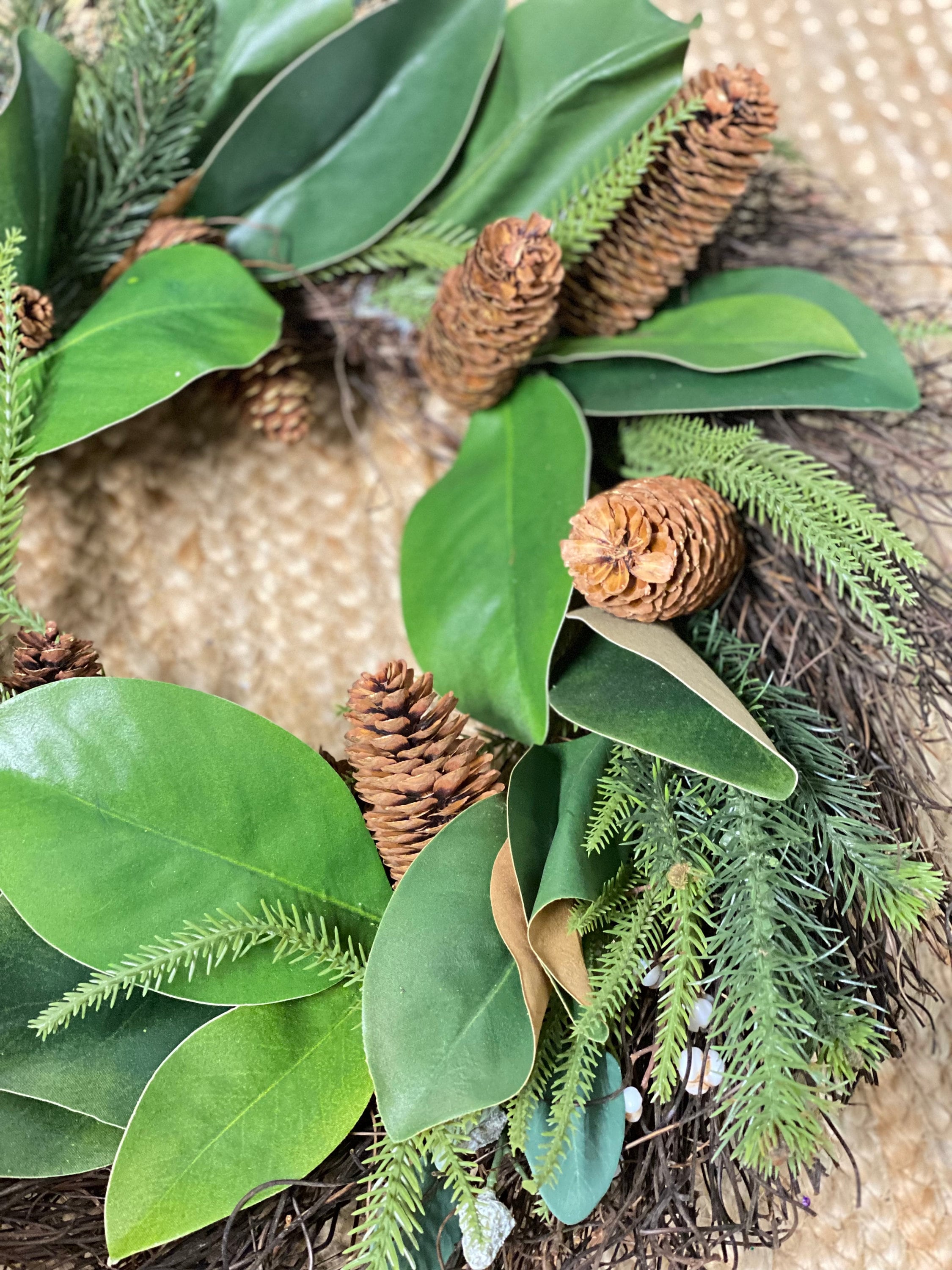 Magnolia Leaf and Snow Berry Wreath