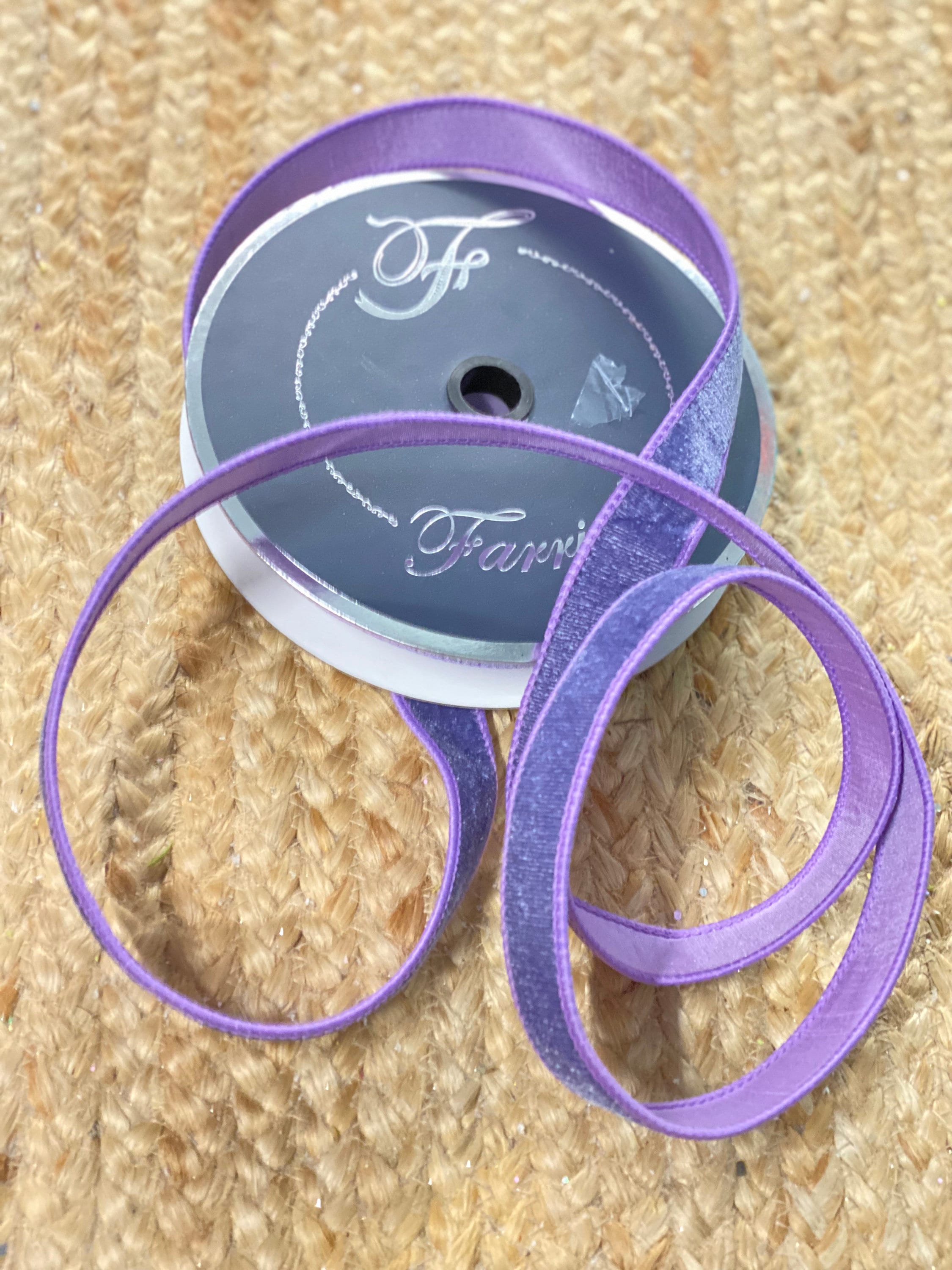 1” Lavender Violet Velvet Ribbon ~ Farrisilk ~ 10 yards ~ Wired