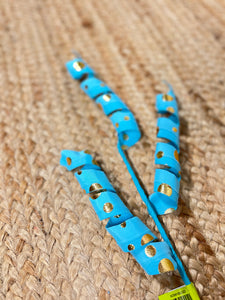 Turquoise and Gold Polka Dot Curly Spray ~ 24 Inches