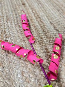 Hot Pink and Gold Polka Dot Curly Spray ~ 24 Inches