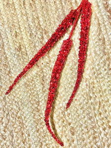 Red Glitter & Sequin Millet Spray ~ 34”