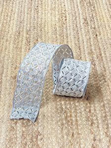 4 inch Farrisilk Silver Diamond Jeweled Embroidered Ribbon~ 5 yards