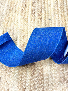 4 inch Royal Blue Shimmer Tinsel Ribbon ~ Wired ~ 10 yards