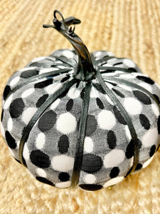 Black and White Polka Dot Pumpkin ~ 6 inches tall x 7 inches wide