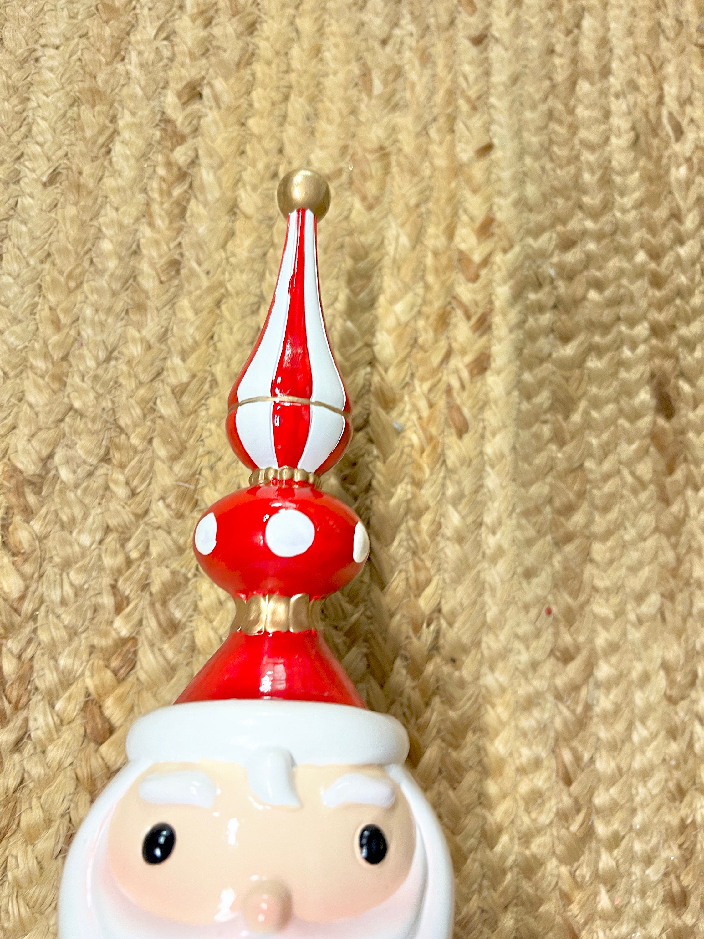 Resin Peppermint Santa Finial ~ 18 inch ~Traditional Red and White Santa Christmas Decor
