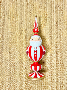 Resin Peppermint Santa Finial ~ 18 inch ~Traditional Red and White Santa Christmas Decor