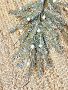 Champagne Tinsel Twig And Pearl Stem ~ 34 inch