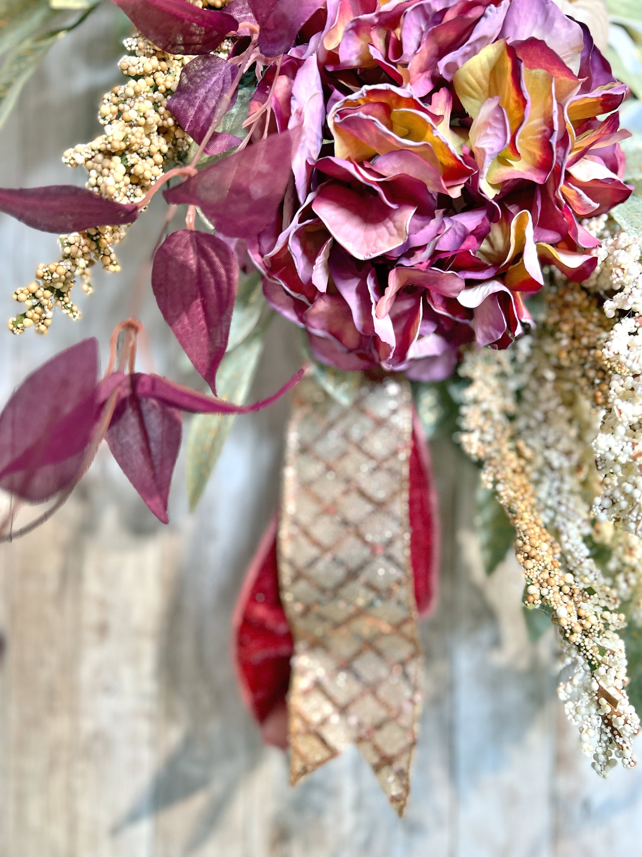 Purple Elegant Fall Wreath With Velvet Pumpkin, Glam Fall Wreath For Front Door, Fall Home Decor, Housewarming Gift, Wedding Present