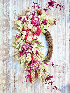 Purple Elegant Fall Wreath With Velvet Pumpkin, Glam Fall Wreath For Front Door, Fall Home Decor, Housewarming Gift, Wedding Present