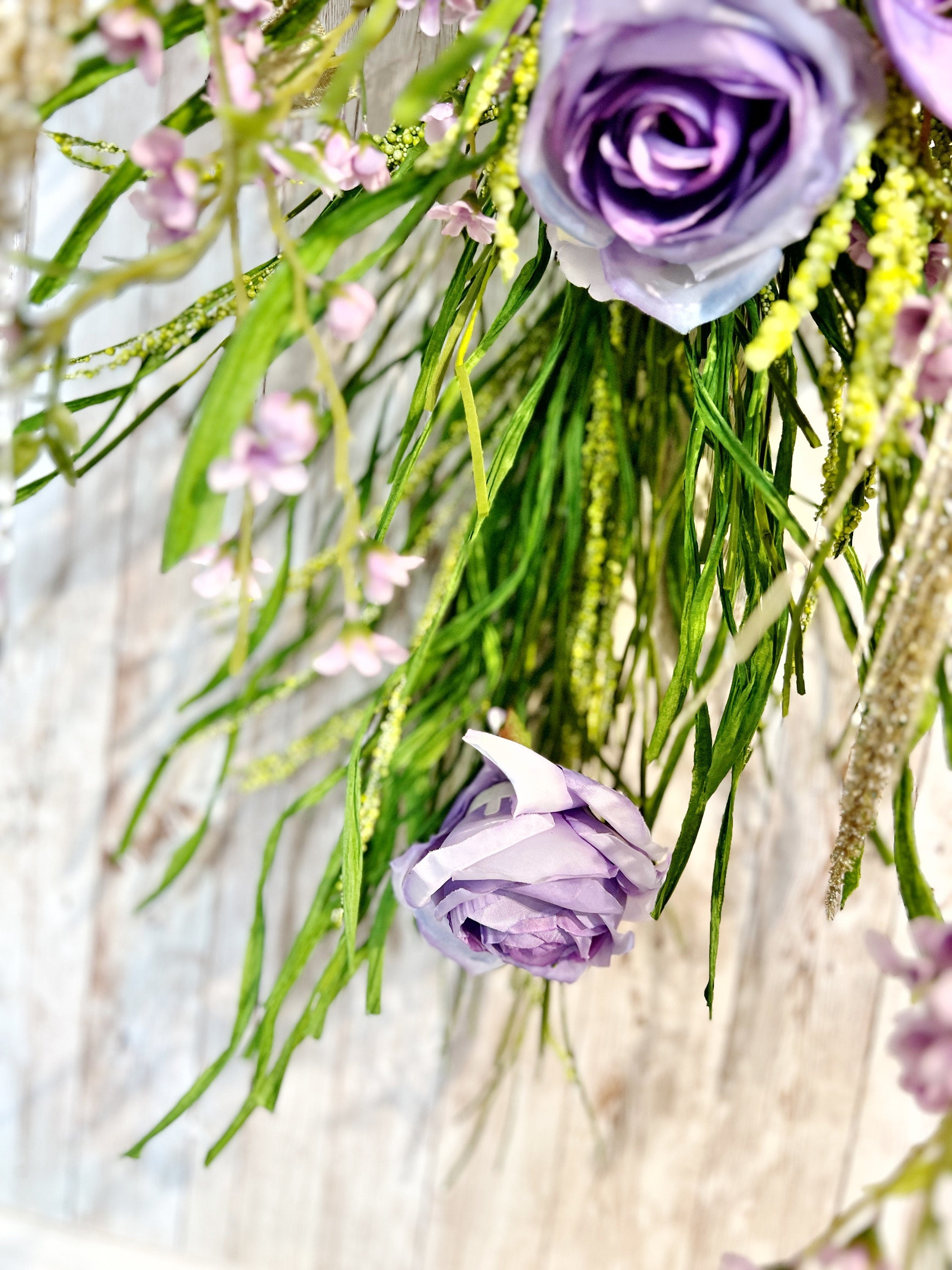 Purple Floral Wreath For Front Door, Elegant Moss Wreath, Everyday Purple Wreath, Housewarming Gift, Wedding Present, Lavender Floral Wreath
