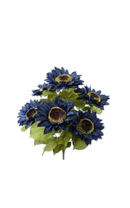 Navy Blue Sunflower Spray ~ 7 Flowers