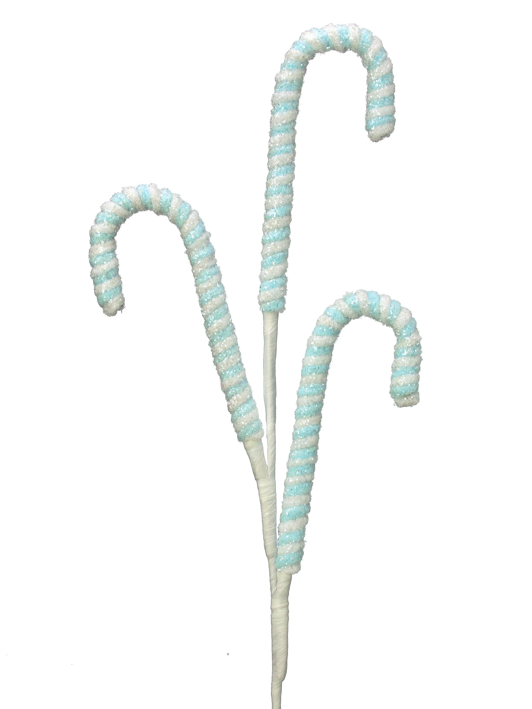 Baby Blue Frosted Pastel Candy Cane Spray ~ 27 inches