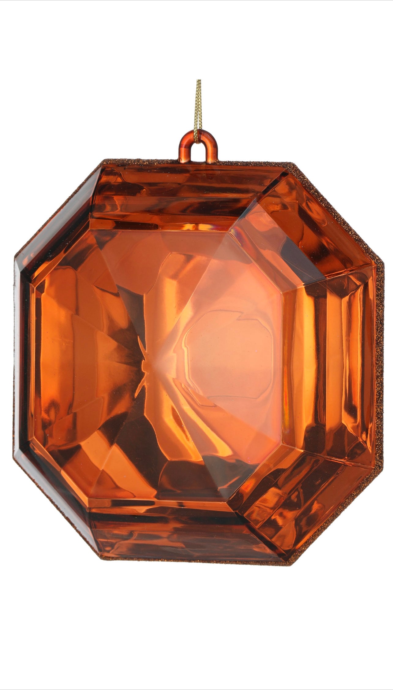 Amber Acrylic Gem- Square Cut Copper Jewel Ornament ~ 6”