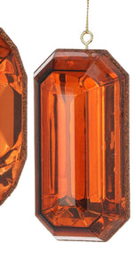 Copper Amber Acrylic Gem Ornament -Rectangle or Oval Jewel - 5 inches - SOLD SEPARATELY