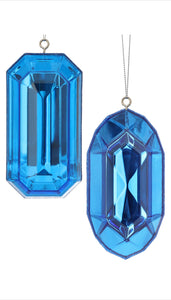 Sapphire Blue Acrylic Gem Ornament -Rectangle or Oval Jewel - 5 inches - SOLD SEPARATELY