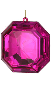 Hot Pink Acrylic Gem- Square Cut Fuchsia Pink Jewel Ornament ~ 6 inch