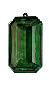 Acrylic Emerald Gem- Rectangle Cut Green Jewel Ornament ~ 9 inch