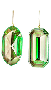 Emerald Green Acrylic Gem Ornament -Rectangle or Oval Jewel - 5 inches - SOLD SEPARATELY