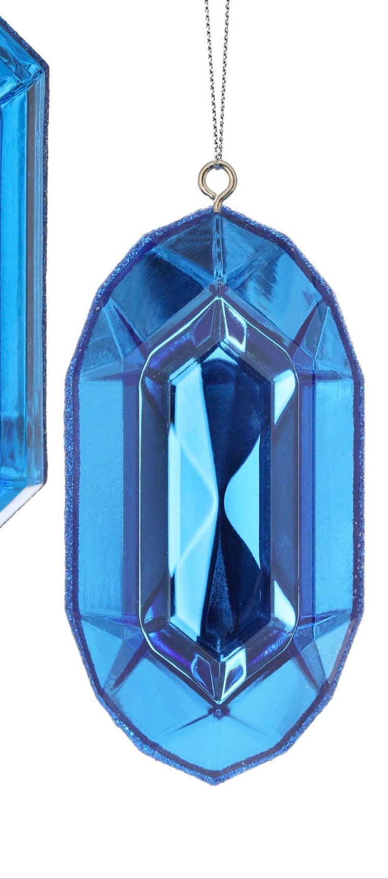 Sapphire Blue Acrylic Gem Ornament -Rectangle or Oval Jewel - 5 inches - SOLD SEPARATELY