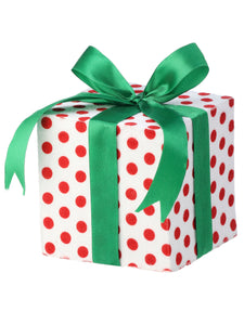 White Polka Dot Gift Box Ornament 5 inch, Christmas Tree Ornament, Christmas Wreath Attachment, Polka Dot Ornament, Retro Christmas Decor