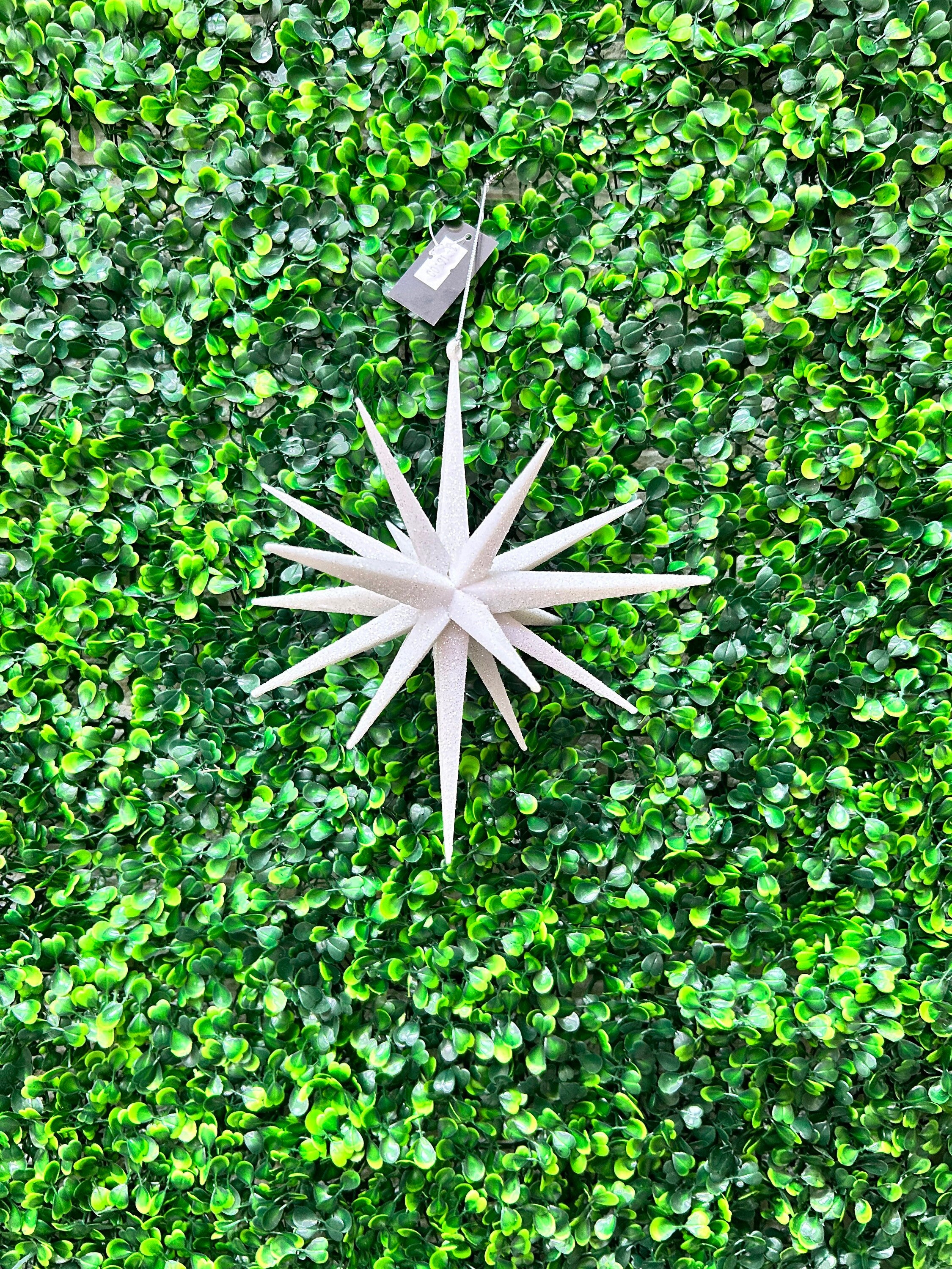 8 Inch 18 Point White Glitter Star Ornament