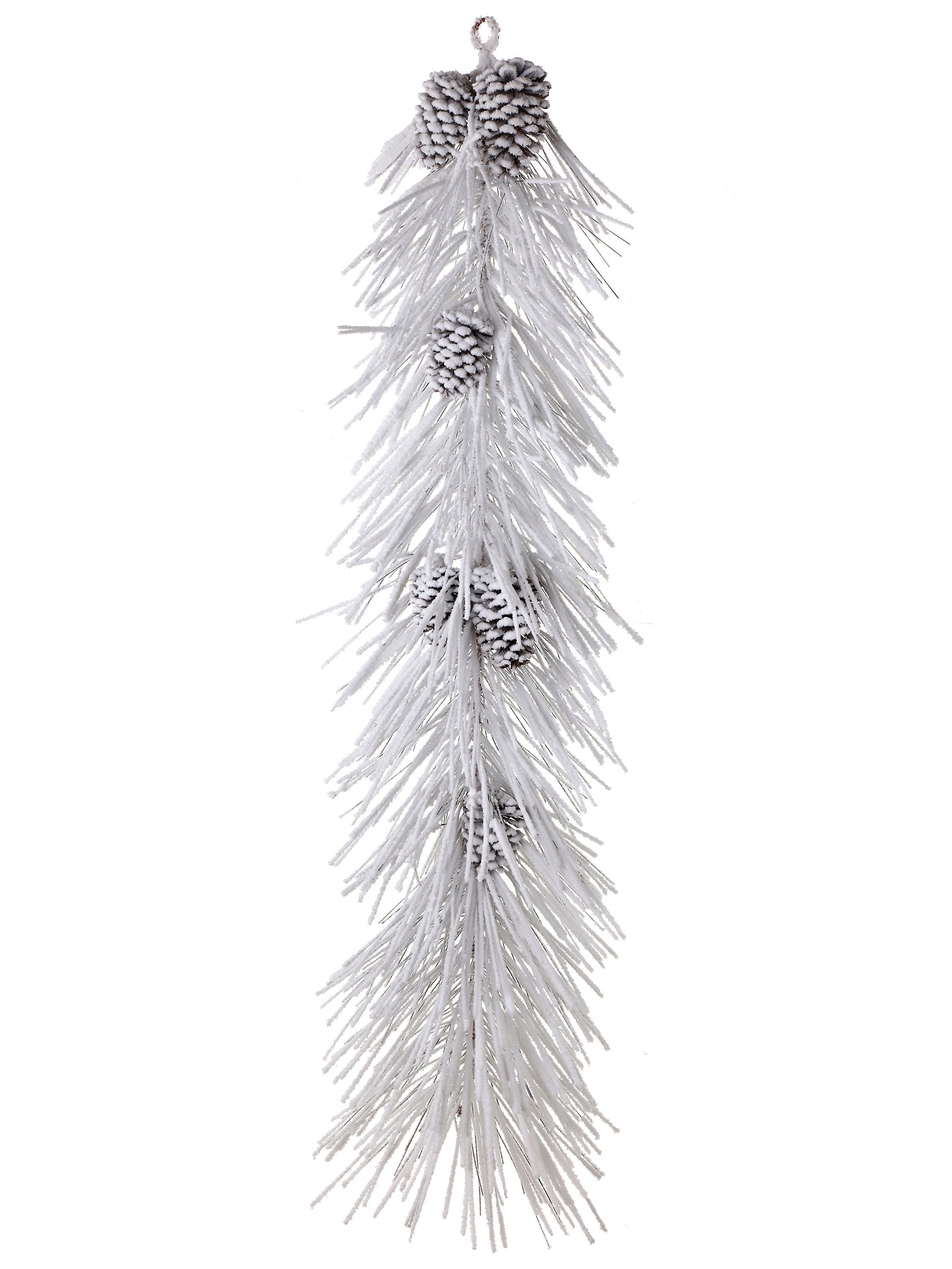 Long Snow Pine Garland with Pine Cones, Flocked Snow Pine Garland, 48 Inch Snow Pine Garland, Woodland Christmas Decoration