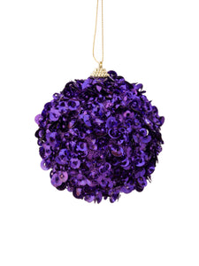 Purple Glamour Sequin Ball Ornament - 4 Inch
