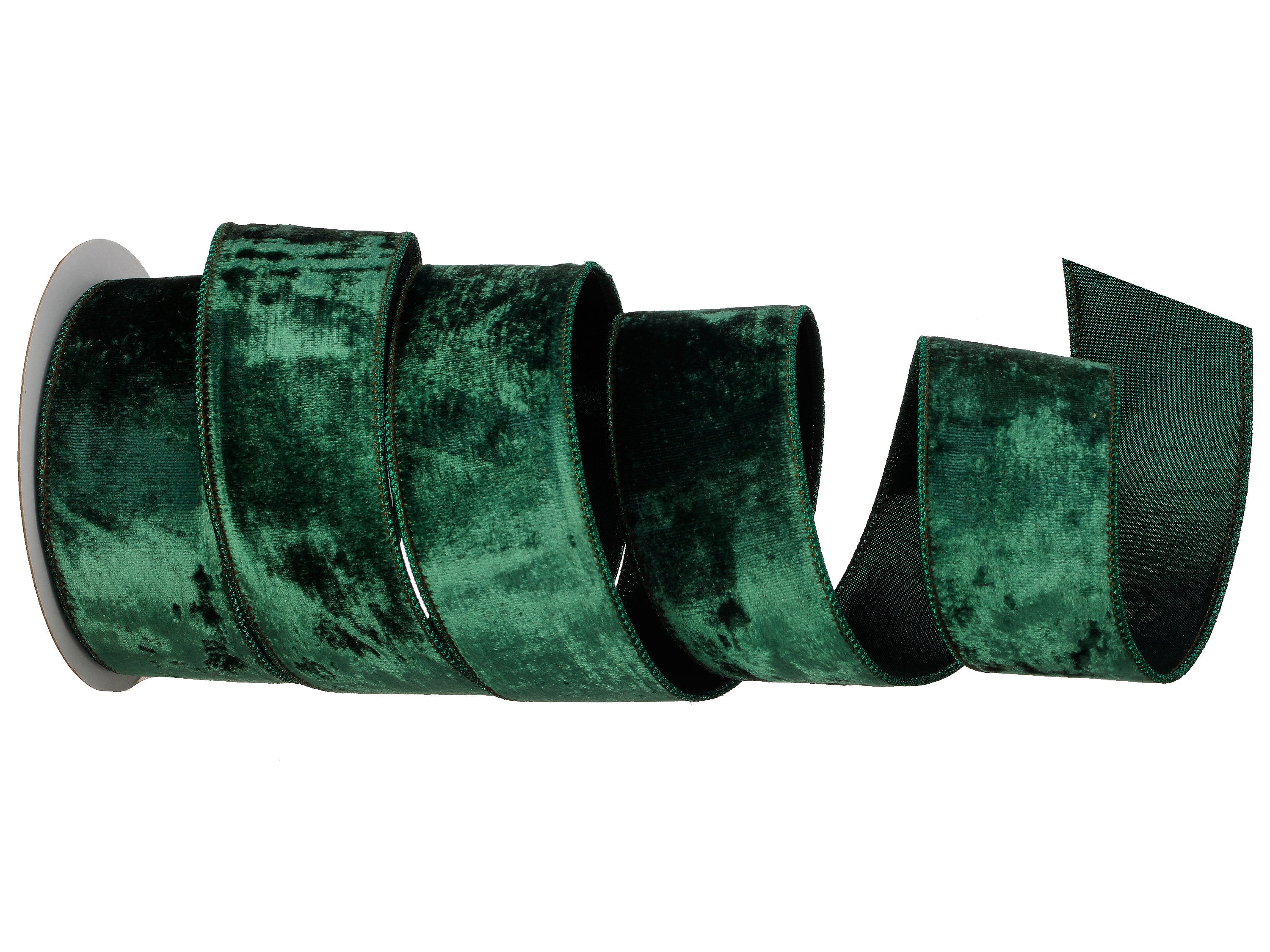2.5 Inch Emerald Green Velvet with Metallic Back Ribbon ~ 10 Yard