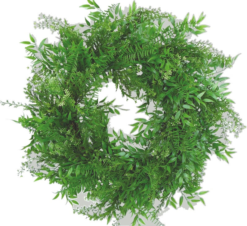 Spring / Summer Mixed Greenery Wreath ~ 24 Inch
